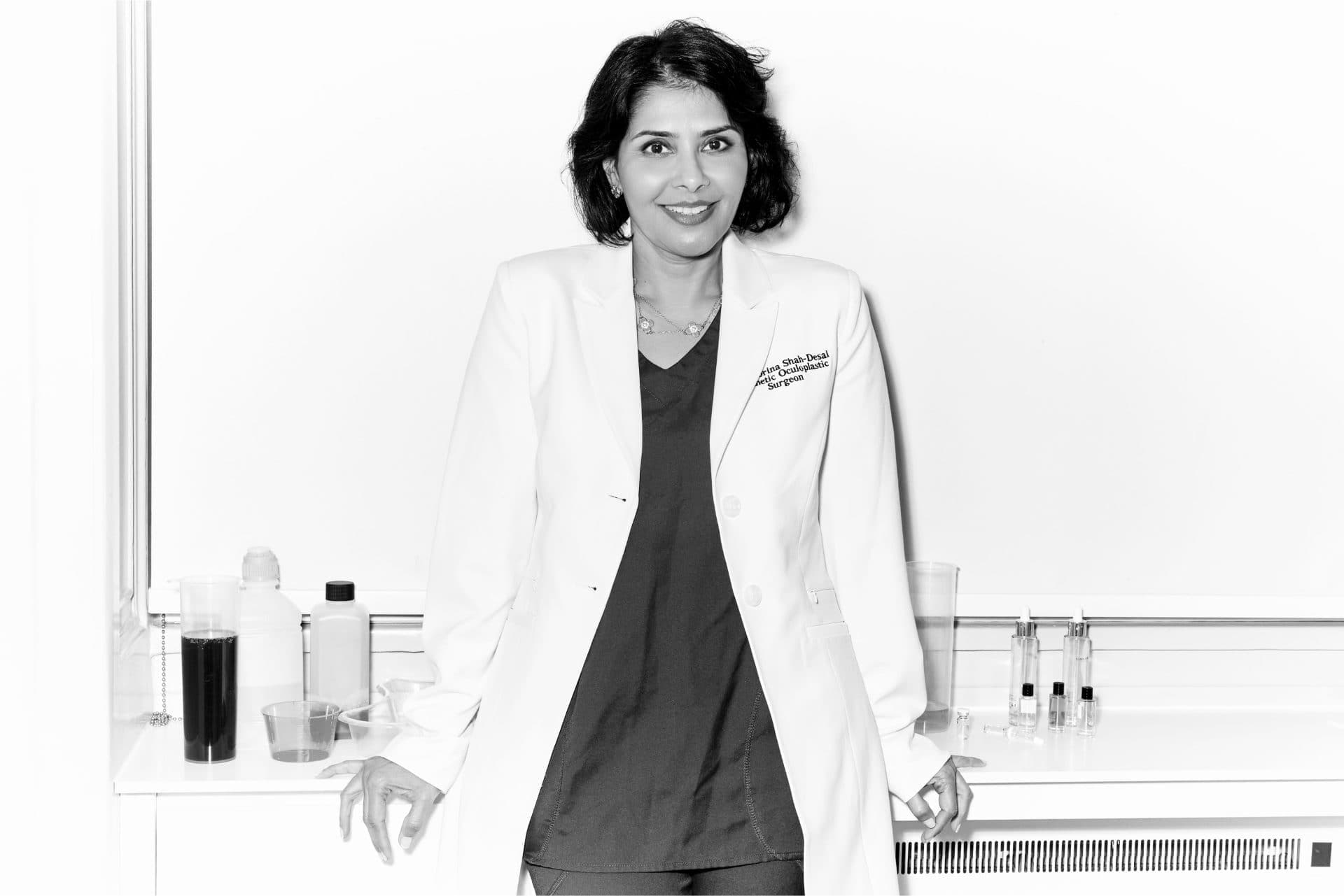 Dr Sabrina Shah-Desai, Consultant Oculoplastic Surgeon, in her clinic