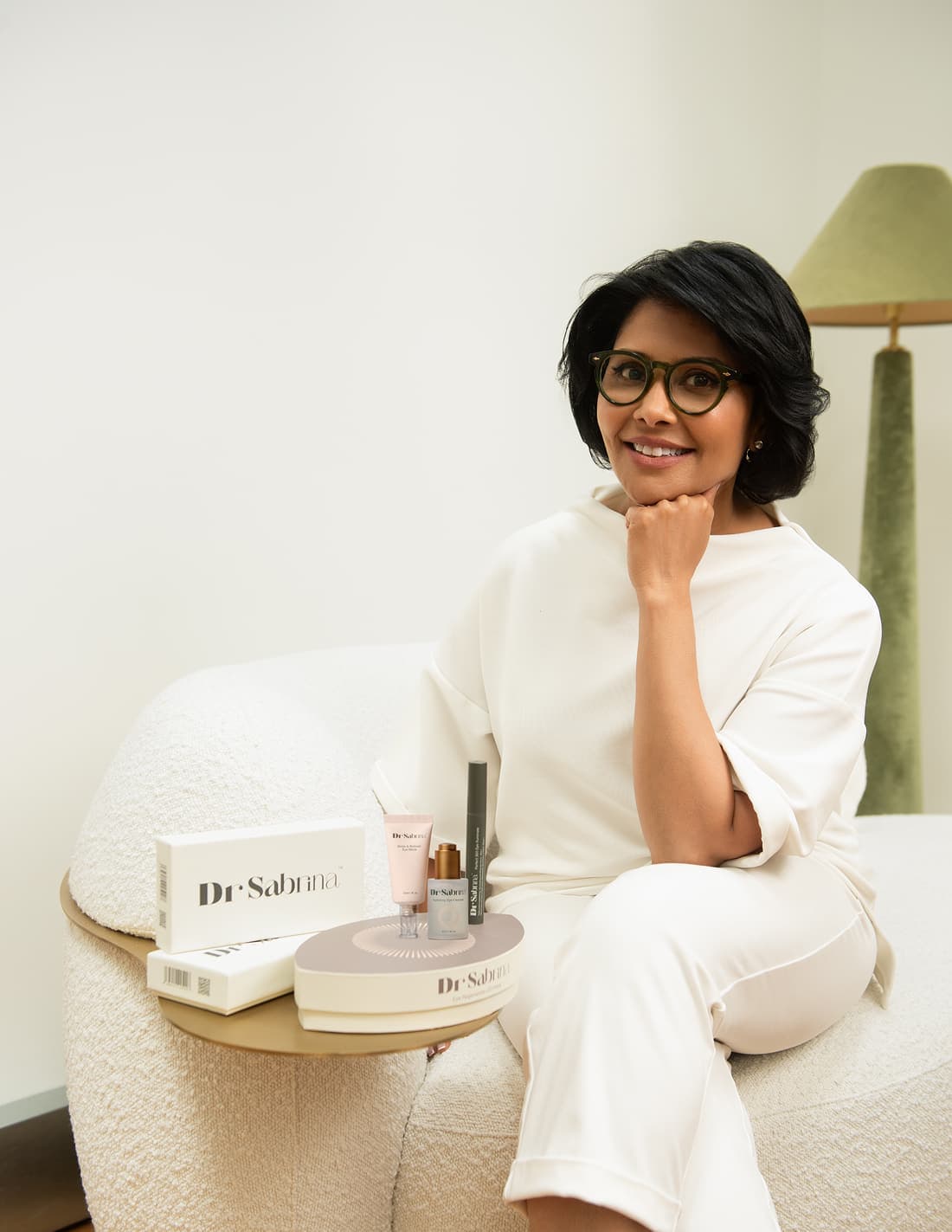 Dr Sabrina Shah-Desai with the Dr Sabrina skincare range