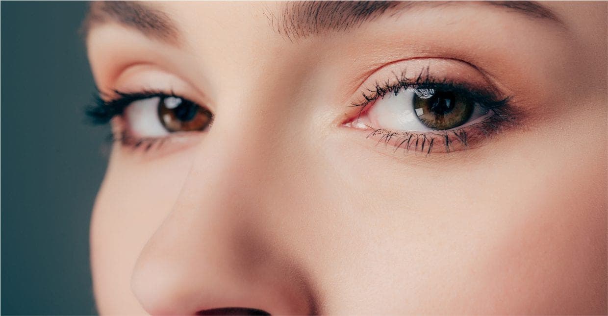 Close-up of the eyelids and lash line, where lumps and bumps are removed
